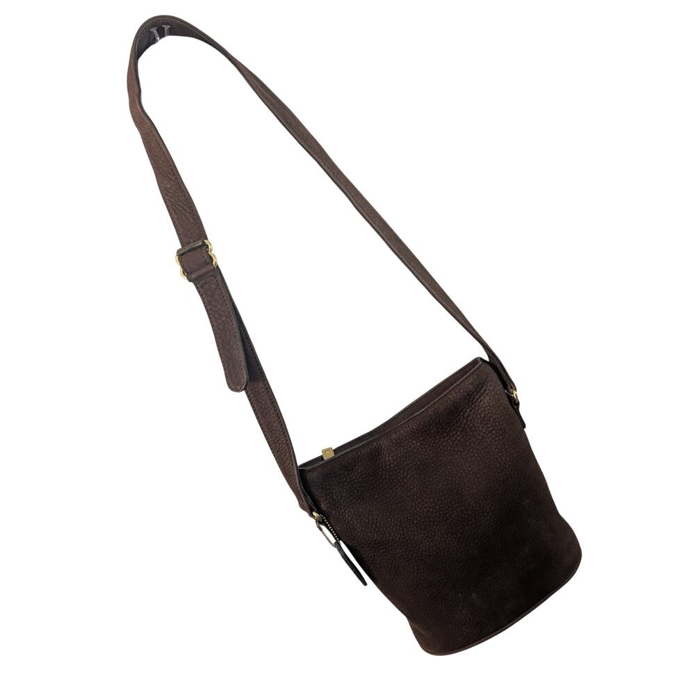COACH COLLECTOR! ESPRESSO BROWN GENUINE PEBBLED NUBUCK LEATHER BUCKET BAG PURSE! - Picture 14 of 14